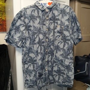 Men's Blue Palm Tree Print Shirt